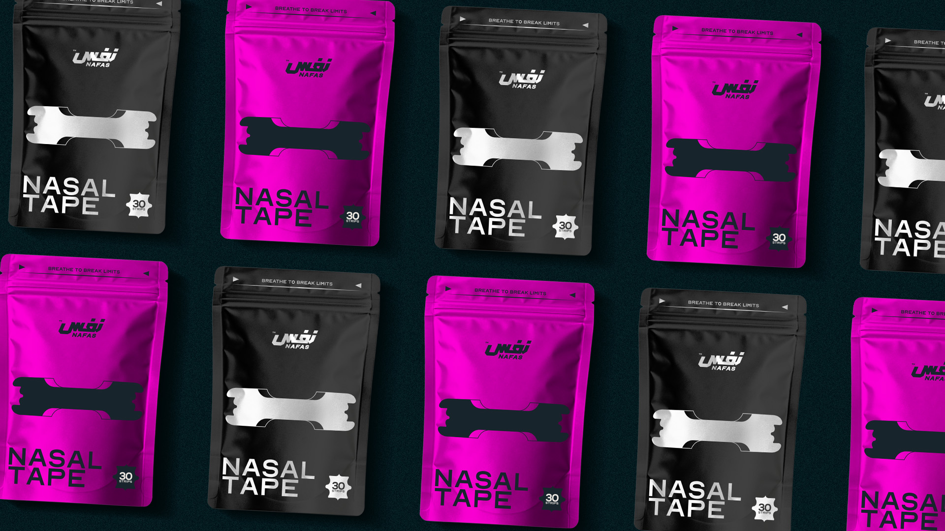Nafas pouches in black and magenta